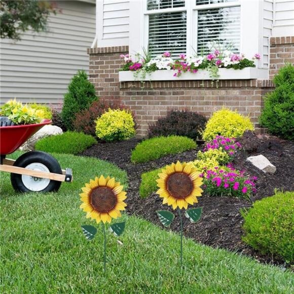2 Pack Sunflower Decorative Garden Stakes for Spring Outdoor Yard Decor - Picture 6 of 8